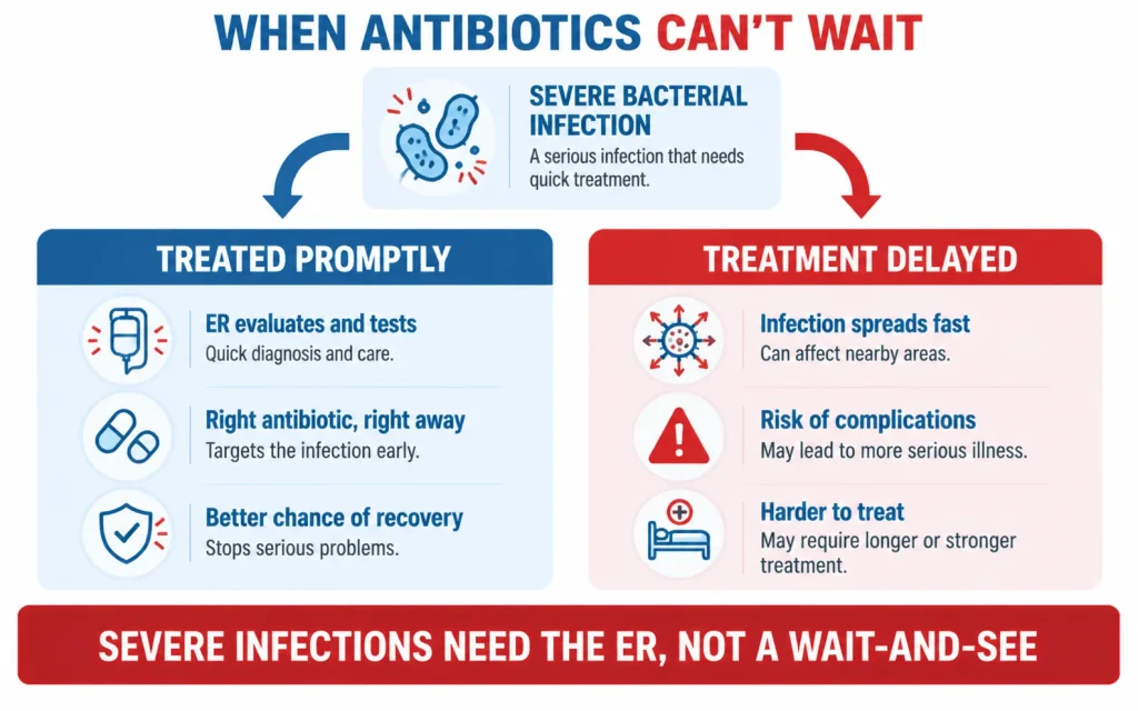 When to visit ER for antibiotics administration