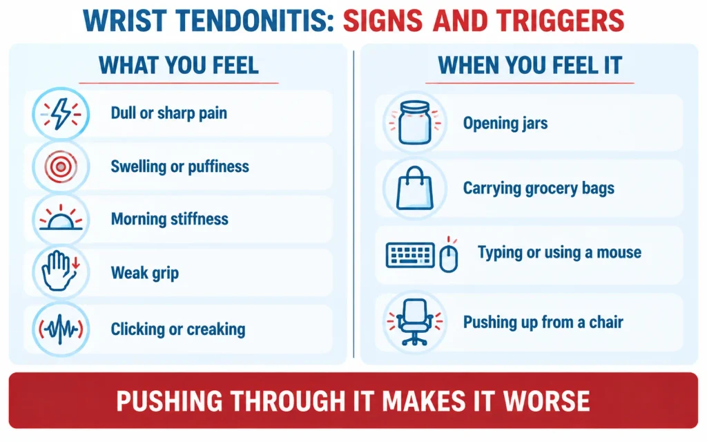 Warning signs of wrist tendonitis